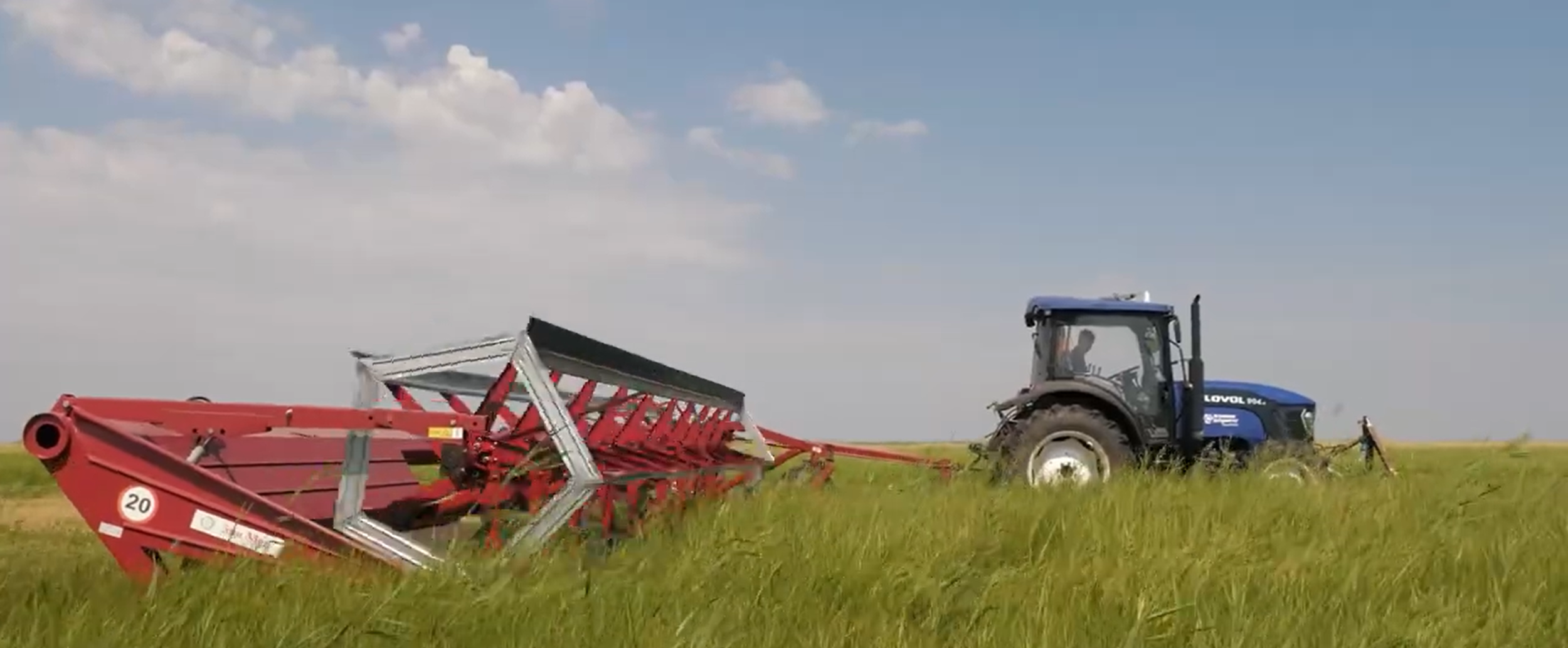 Қосарланған валок төсеуге арналған тіркемелі жатка 9 м